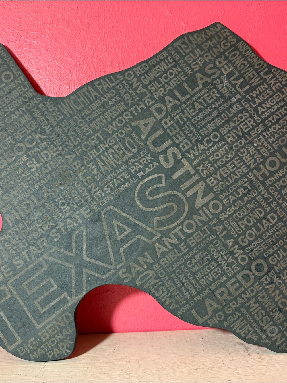Top Shelf Living Texas Shape Cheese Board Slate GUC Cities Houston Dallas Austin